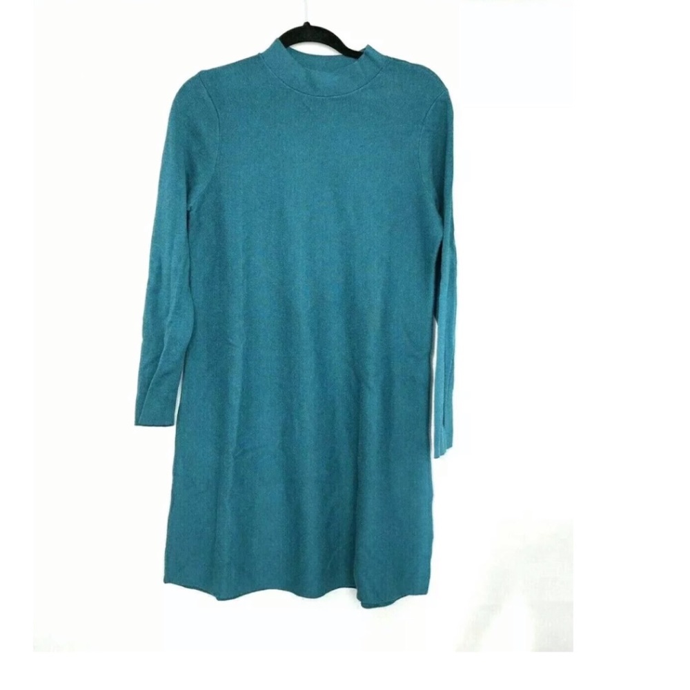 J Jill Small Teal Blue Sweater Dress Long Sleeve
